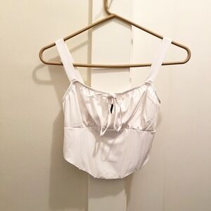 Kendall & Kylie Corset Style Tank Crop Top XS White Smocked Festival Summer